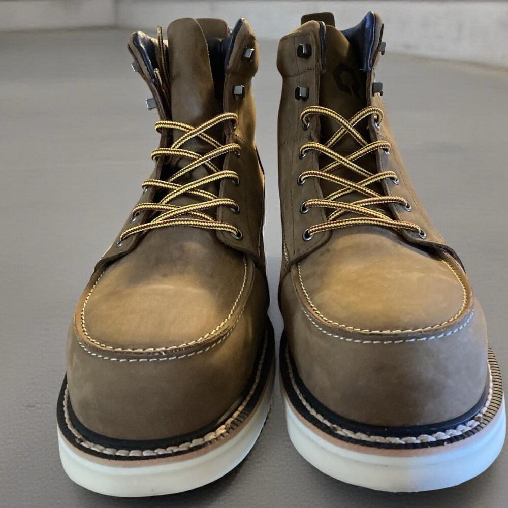 Brand New QLTY Safety Toe - Steel Toe Brown Leather Work Boot Men’s Size 14 Wide
